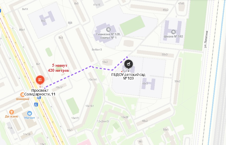 схема прохода от ближайшей остановки